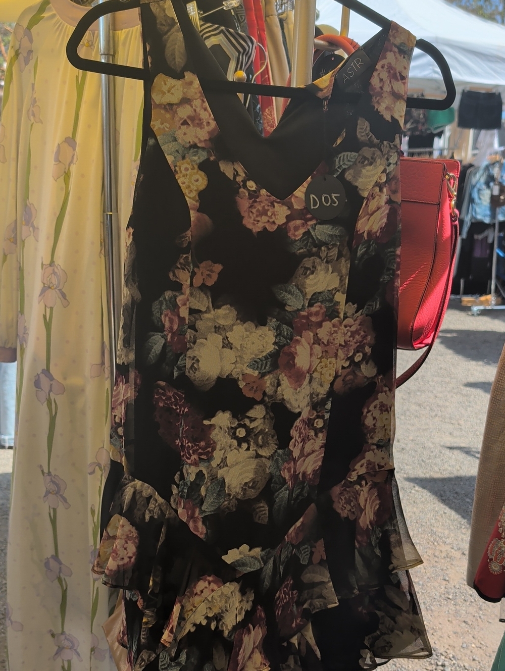 Astr Black Floral Ruffle Hem Mini Dress